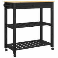 VidaXL Chariot de cuisine MONZA Noir 84 x 40 x 88,5 cm - noir multi-matériau 42027038