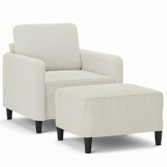 VidaXL Fauteuil avec repose-pied Crème 60 cm Velours Modèle Orion Office Panorama - 3201172