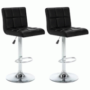 VidaXL Tabourets De Bar Lot De 2 Noir Similicuir - noir 323634 VidaXL Tabourets De Bar Lot De 2 Noir Similicuir - noir 323634