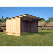 Abri de stockage / structure en bois / toiture en bacacier / bardage en bois / ancrage au sol avec platine