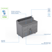 Comptoir réfrigéré en acier inoxydable - 1200 × 660 × 900 mm - CSTV-12-303 Comptoir réfrigéré en acier inoxydable - 1200 × 660 × 900 mm - CSTV-12-303