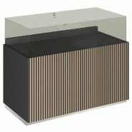 Comptoir T01 vitrine 4 Faces et MDF naturel+anthracite - 120x60x93cm