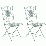 Décoshop26 - Lot de 2 chaises de jardin balcon terrasse design rustique pliable en métal vert vieilli 10_0002875 - 3000251251258 Décoshop26 - Lot de 2 chaises de jardin balcon terrasse design rustique pliable en métal vert vieilli 10_0002875 - 3000251251258