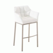 Décoshop26 - Tabouret de bar chaise haute de comptoir couture carrées assise en PVC blanc 4 pieds stables en acier inoxydable 10_0001057 - blanc 300 Décoshop26 - Tabouret de bar chaise haute de comptoir couture carrées assise en PVC blanc 4 pieds stables en acier inoxydable 10_0001057 - blanc 300