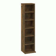 Helloshop26 - Armoire à CD spacieuse 21 x 20 x 88 cm utilisation multifonctionnelle moderne en bois d'ingénierie chêne fumé 02_0048123 - Bois mass