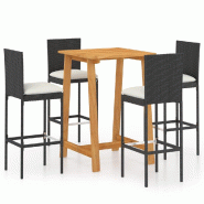 Helloshop26 - Ensemble de bar de jardin avec coussins 5 pièces noir - 3000733582726