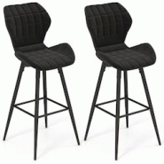 Helloshop26 - Lot de 2 chaises tabourets de bar chaises hautes rembourrées repose-pieds chaises de cuisine moderne en métal noir 20_0008732 - 300020 Helloshop26 - Lot de 2 chaises tabourets de bar chaises hautes rembourrées repose-pieds chaises de cuisine moderne en métal noir 20_0008732 - 300020