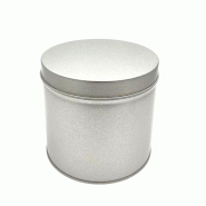 Lot de 36 boîtes à thé ronde diamètre 10 cm, fer blanc vernis alimentaire, hauteur 10 cm - gris métal FERON11