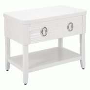 Mauro Ferretti Table Basse Shine 90 X 60 X 47 Cm En Bois Blanc - Table Basse Rectangulaire Avec 2 Tiroirs Et Une Étagère - Structure En Sapin Et Mdf