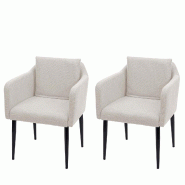 Mendler Lot de 2 chaises de salle à manger HWC-H93, chaise de cuisine chaise inclinable ~ tissu/textile crème-beige - beige textile 74739