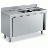 Meuble pour plonge avec portes, 2 bacs et égouttoir P 600mm - 1400, à droite_0