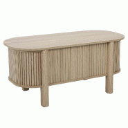 Oviala Business Table basse relavable effet bois ovale 100x48 cm bois clair - beige 115506