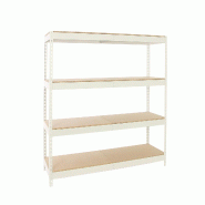 SimonRack Rayonnage industriel, 2000x1500x450 mm, 400 kg au point de flexion, 4 étagères bois, rayonnage garage, Blanc/Bois- Ecoforte - blanc métal