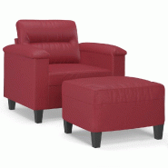 VidaXL Fauteuil avec repose-pied Rouge bordeaux 60 cm Similicuir Modèle Atlas Logic Plus - 3201240