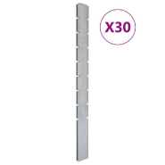 Vidaxl poteaux de clôture 30 pcs argenté 220 cm acier galvanisé 3196208