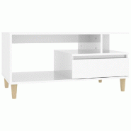 VidaXL Table basse Blanc brillant 90x49x45 cm Bois d'ingénierie Modèle Balcon Vega Prime Plus - Bois manufacturé 819614