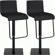 CLP Lot de 2 tabourets de bar Limon en similicuir Noir /Noir - noir polyester 311342