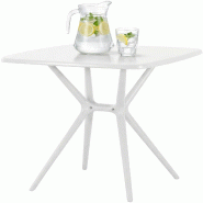 CLP Table de jardin Becky carree Plastique HBT: 76x72x72 cm Blanc - blanc 327029