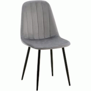 Décoshop26 - Chaise de salle à manger x1 design moderne coutures verticales velours gris foncé et pieds en métal noir 10_0001985 - gris 3000250782883 Décoshop26 - Chaise de salle à manger x1 design moderne coutures verticales velours gris foncé et pieds en métal noir 10_0001985 - gris 3000250782883