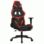Décoshop26 - Fauteuil de bureau chaise gaming fonction de massage avec coussin lombaire avec repose-pieds en PVC noir et rouge DEC025860 - rouge 3000