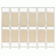Décoshop26 - Paravent séparateur de pièce cloison 6 panneaux 210 x 165 cm tissu crème et MDF DEC031072 - 3000258274878