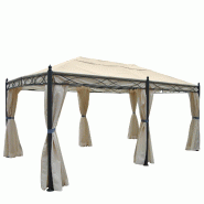 Décoshop26 - Pergola pavillon structure stable 7cm 5x3m crème avec paroi latérale + moustiquaire 04_0004082 - 3000394732690