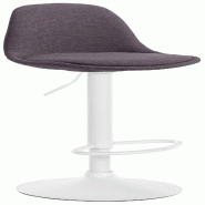 Décoshop26 - Tabouret de bar x1 moderne et confortable assise en tissu gris foncé pieds en métal blanc 10_0005669 - blanc métal 3000265148841