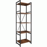 Helloshop26 - Grande étagère bibliothèque au look industriel/ vintage 5 niveaux 151,5 cm marron 08_0000575 - 3000886132694