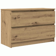 Helloshop26 - Meuble TV en bois d'ingénierie 80 x 35 x 54 cm grand espace de rangement style moderne en bois chêne artisanal 02_0051742 - Bois massi