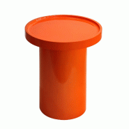 Oviala Business Table basse ronde 40 cm en MDF effet laqué orange - orange Bois manufacturé 114315