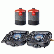 Réchaud gaz 2 feux 4600W pliable + 2 Cartouches de gaz KEMPER - noir 3701599315199 Réchaud gaz 2 feux 4600W pliable + 2 Cartouches de gaz KEMPER - noir 3701599315199