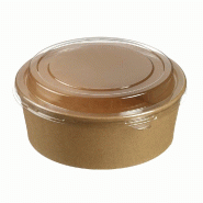 Saladier rond carton kraft avec couvercle PET1300ml Ø18,7x 6,9 cm - par 200