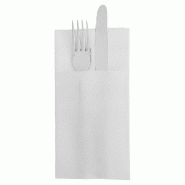 Serviette étui kangourou 3 couverts ouate double point 39X40 cm blanc - par 50