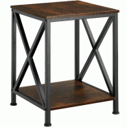 Tectake Table d’appoint CARLTON 40,5x40,5x52,5cm - Bois foncé industriel, rustique - 404358 - marron Bois massif 404358
