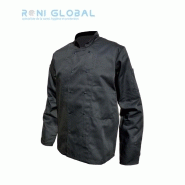 Veste de cuisine manches longues noir - PBV - coton/polyester - double boutonnage et poches pratiques_0