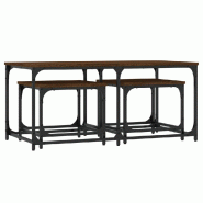VidaXL Tables basses gigognes 3 pcs chêne marron bois d'ingénierie Modèle Atlas Infinite - 835393