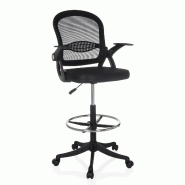 Chaise de bureau / Chaise de comptoir Naluro Work, assise en tissu / dossier en résille noir, hjh OFFICE - noir polyester 729512