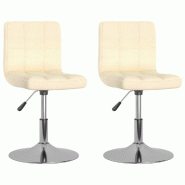 Chaises pivotantes à manger lot de 2 crème tissu Modèle Quivana - 334211