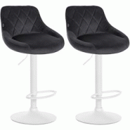 CLP Lot de 2 tabourets de bar Lazio velours Gris foncé/Blanc - gris textile 323260 CLP Lot de 2 tabourets de bar Lazio velours Gris foncé/Blanc - gris textile 323260
