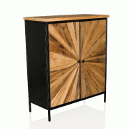 Commode SANTJAGO BLACK SUN XL 80 x 34,5 x 94 cm 2 portes sapin massif hjh LIVING - marron Bois massif 861002