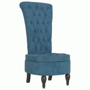 Décoshop26 - Chaise à dossier haut en velours bleu dossier capitonné DEC026245 - bleu 3000255714933