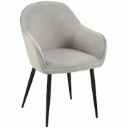 Décoshop26 - Chaise de salle à manger moderne et confortable en tissu gris et pieds en métal noir 10_0001999 - gris 3000250787109 Décoshop26 - Chaise de salle à manger moderne et confortable en tissu gris et pieds en métal noir 10_0001999 - gris 3000250787109