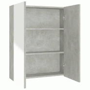 Helloshop26 - Armoire à miroir de salle de bain 60x15x75 cm mdf gris béton 02_0006707 - 3000366524636