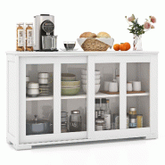 Helloshop26 - Buffet de cuisine armoire basse 107 x 33 x 64 cm grande capacité 2 portes coulissantes design contemporain en MDF 20_0015178 - Bois man
