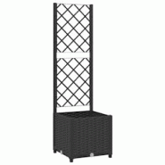 Helloshop26 - Jardinière bac lit surélevé plantes fleurs terrasse jardin avec treillis 40 x 40 x 136 cm PP noir 02_0038289 - 3000214207827 Helloshop26 - Jardinière bac lit surélevé plantes fleurs terrasse jardin avec treillis 40 x 40 x 136 cm PP noir 02_0038289 - 3000214207827