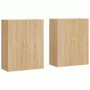 Helloshop26 - Lot de 2 armoires murales 69,5 x 34 x 90 cm avec grand espace de rangement style contemporain en bois d'ingénierie 02_0055349 - Bois ma