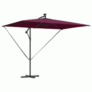 Helloshop26 - Parasol déporté en banane inclinable jardin 294 x 200 x 270 cm design moderne ambiance cosy en polyester bordeaux 02_0058769 - alumini
