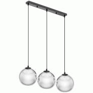 Helloshop26 - Plafonnier 3 ampoules verre verre fer chromé noir argenté 14_0009521 - noir verre 3000221679037