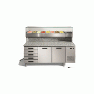 Meuble à pizzas 1P + 5 tiroirs vitrinette incluse Afinox MPF15-VRS+1300V