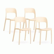 RATTATAN Lot de 4 chaises empilables en polypropylène avec fibre de verre pour jardin ou intérieur, hydrofuges et résistantes, design moderne – B RATTATAN Lot de 4 chaises empilables en polypropylène avec fibre de verre pour jardin ou intérieur, hydrofuges et résistantes, design moderne – B